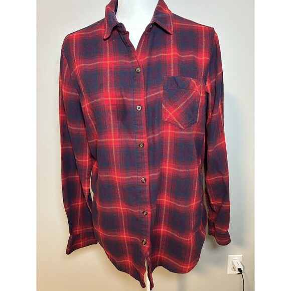 Field and Stream Women’s Classic Flannel Woodbury Red Blue Plaid Shirt Large EUC - Picture 1 of 7